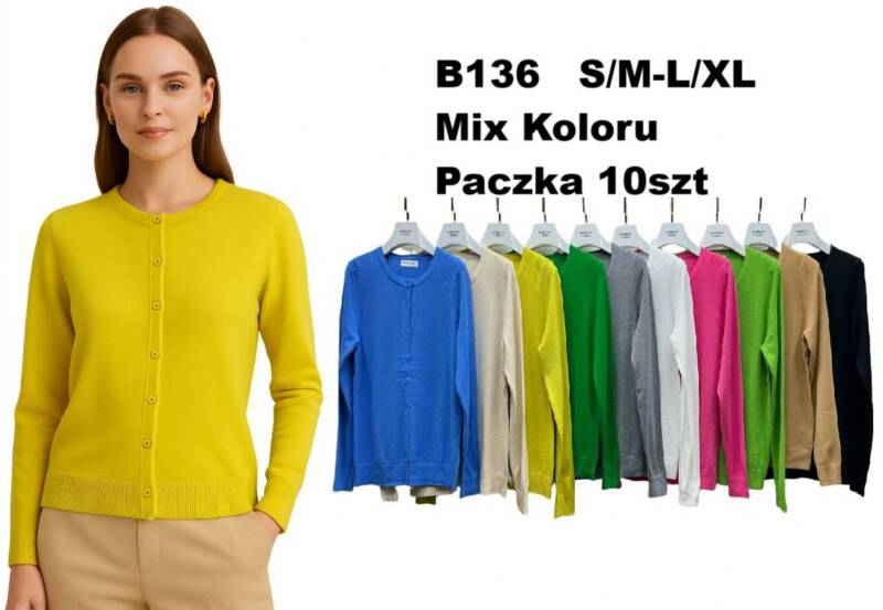 Swetry damskie Roz S/M-L/XL. Mix kolor. Paczka 10 szt