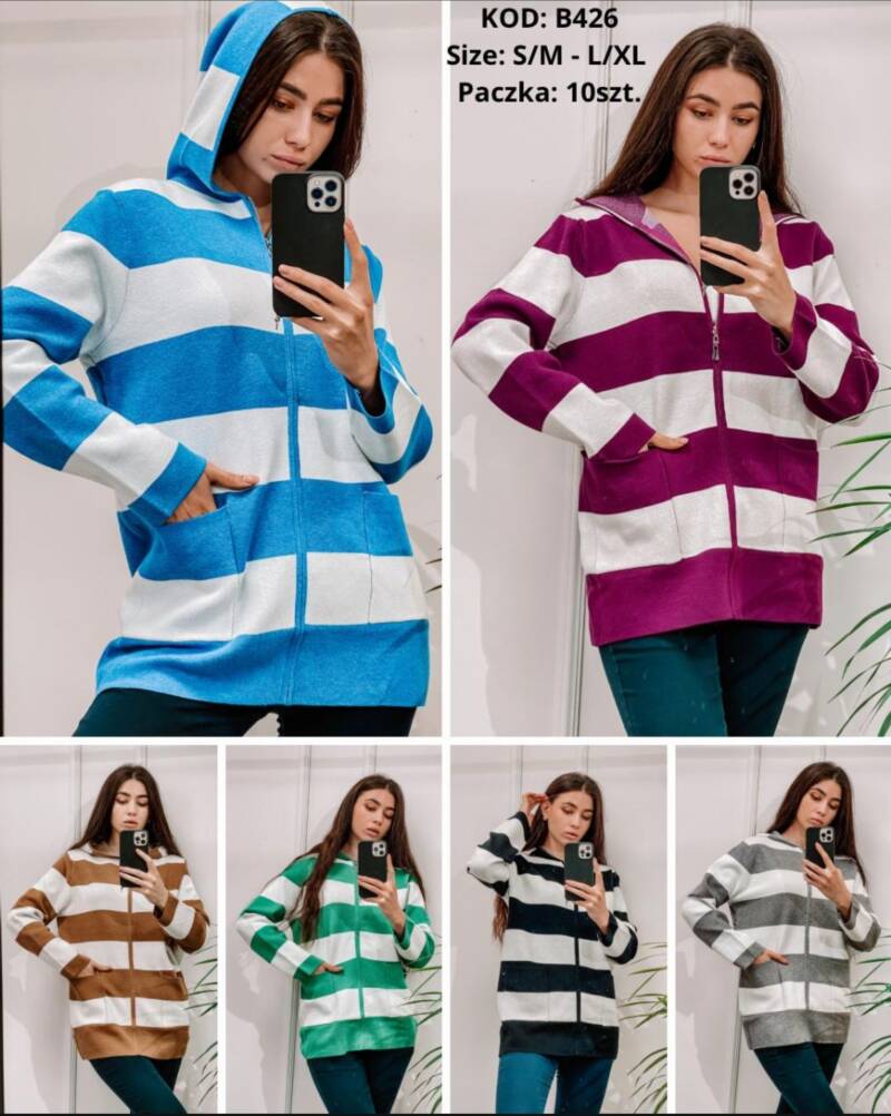 Bluzy damskie Roz S/M-L/XL. Mix kolor. Paczka 10 szt