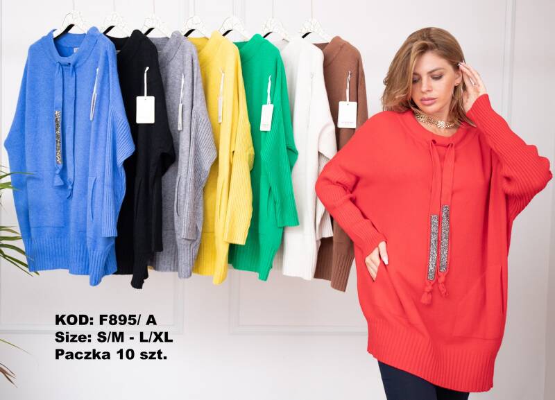 Swetry damskie Roz S/M-L/XL. Mix kolor. Paczka 10 szt