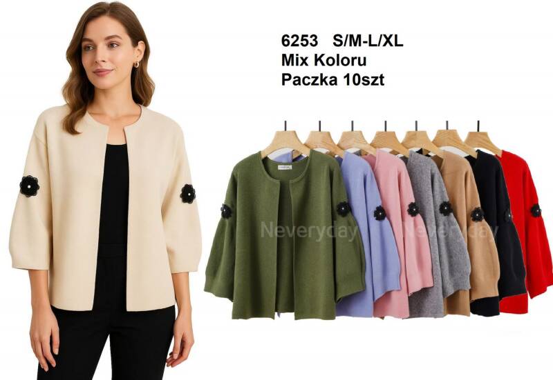 Narzutki damskie Roz S/M-L/XL. Mix kolor. Paczka 10 szt