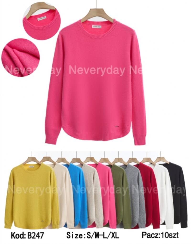Swetry damskie Roz S/M-L/XL. Mix kolor. Paczka 10 szt