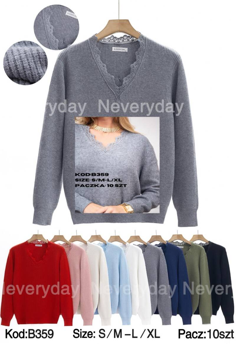 Swetry damskie Roz S/M-L/XL. Mix kolor. Paczka 10 szt