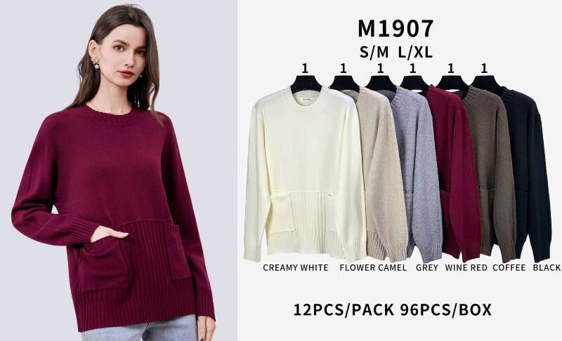 Swetry damskie Roz S/M-L/XL, Mix Kolor Paczka 12 szt