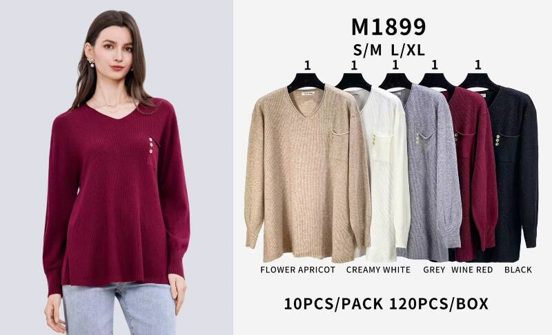 Swetry damskie Roz S/M-L/XL, Mix Kolor Paczka 12 szt