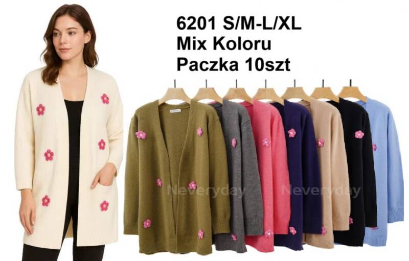 Narzutki damskie Roz S/M-L/XL. Mix kolor. Paczka 10 szt