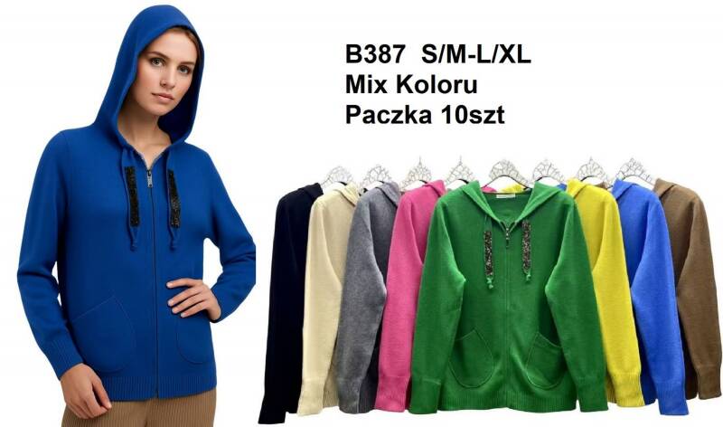 Bluzy damskie Roz S/M-L/XL. Mix kolor. Paczka 10 szt