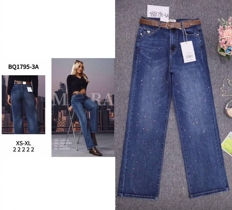 Spodnie damskie jeansy Roz XS-XL, 1 Kolor Paczka 12 szt