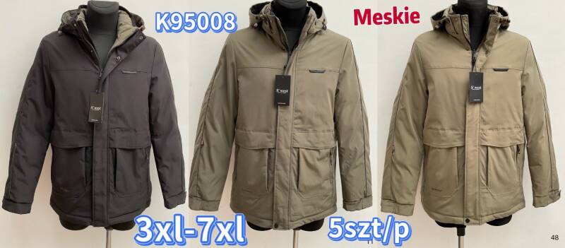  Kurtka męska cienka Roz 3XL-7XL, 1 Kolor Paczka 5 szt