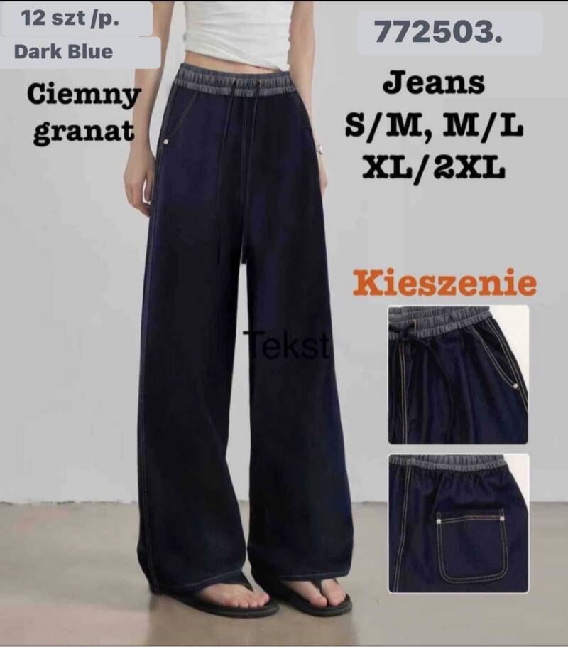 Spodnie damskie jeansy Roz S-2XL, 1 Kolor Paczka 12 szt
