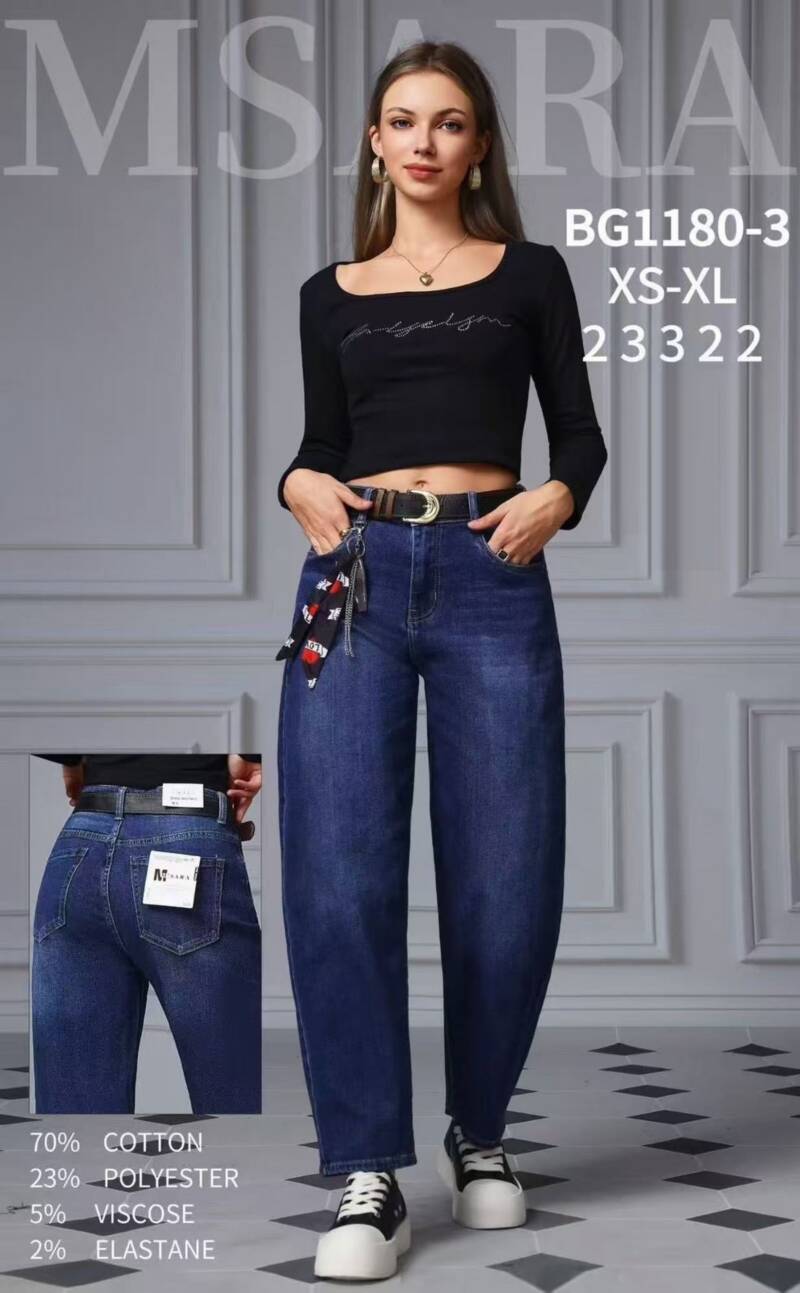 Spodnie damskie jeansy Roz XS-XL, 1 Kolor Paczka 12 szt