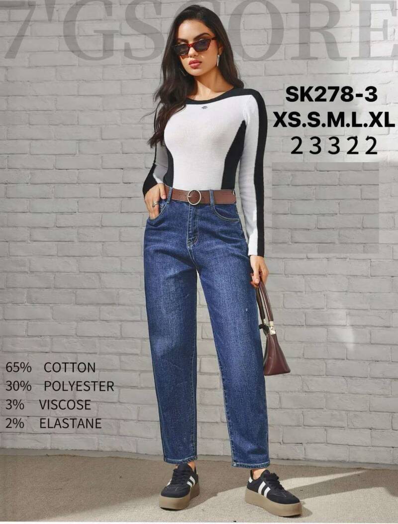Spodnie damskie jeansy Roz XS-XL, 1 Kolor Paczka 12 szt