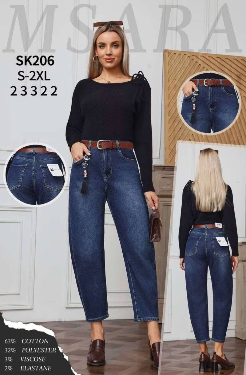 Spodnie damskie jeansy Roz S-2XL, 1 Kolor Paczka 12 szt