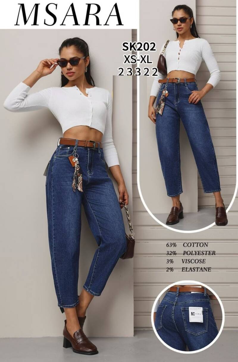 Spodnie damskie jeansy Roz XS-XL, 1 Kolor Paczka 12 szt