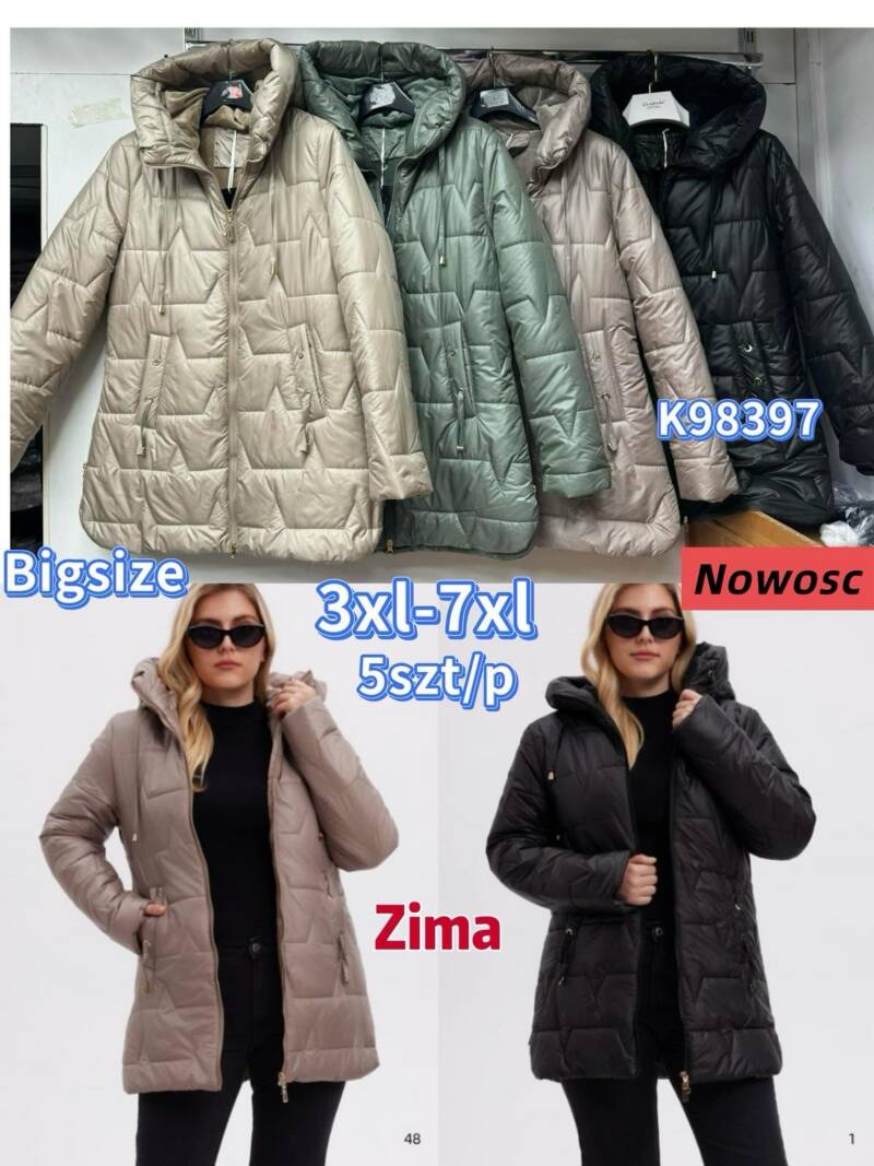 Kurtki damskie duże rozmiary Roz 3XL-7XL, 1 Kolor Paczka 5 szt