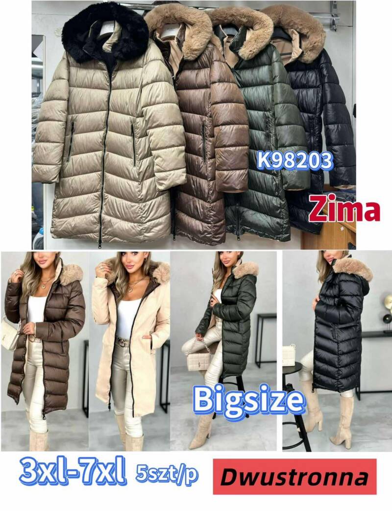 Kurtki damskie duże rozmiary Roz 3XL-7XL, 1 Kolor Paczka 5 szt