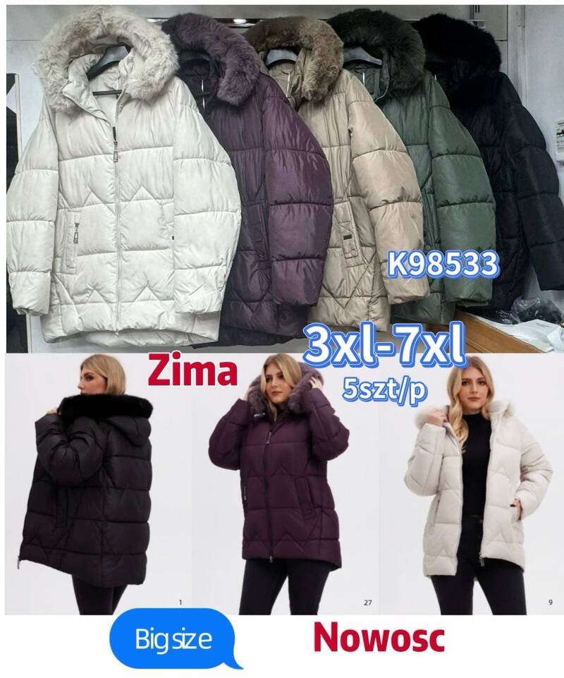 Kurtki damskie duże rozmiary Roz 3XL-7XL, 1 Kolor Paczka 5 szt