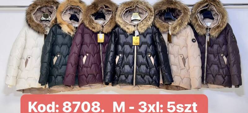 Kurtki damskie zimowe Roz M-3XL, 1 Kolor Paczka 5 szt