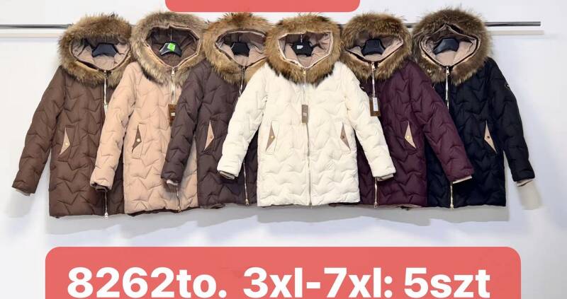 Kurtki damskie zimowe Roz 3XL-7XL, 1 Kolor Paczka 5 szt