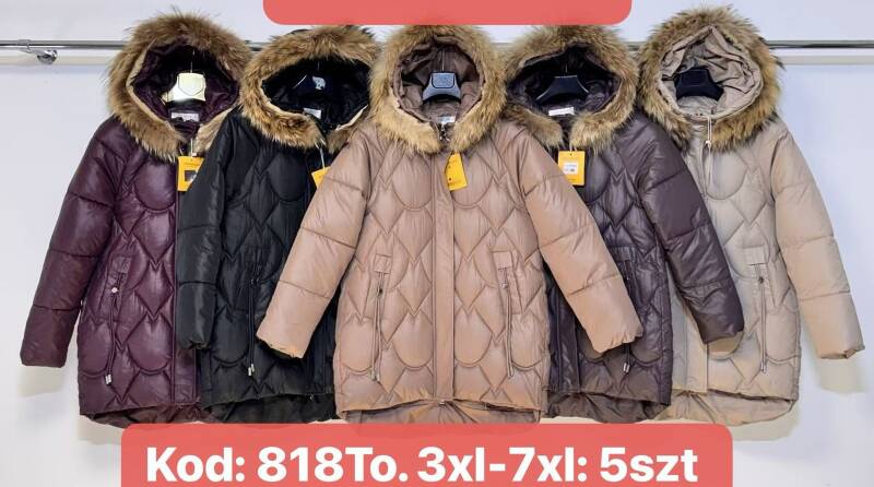 Kurtki damskie zimowe Roz 3XL-7XL, 1 Kolor Paczka 5 szt