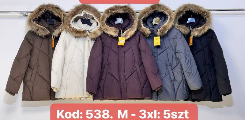 Kurtki damskie zimowe Roz M-3XL, 1 Kolor Paczka 5 szt