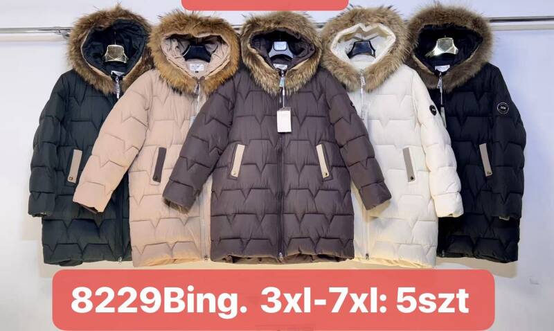 Kurtki damskie zimowe Roz 3XL-7XL, 1 Kolor Paczka 5 szt