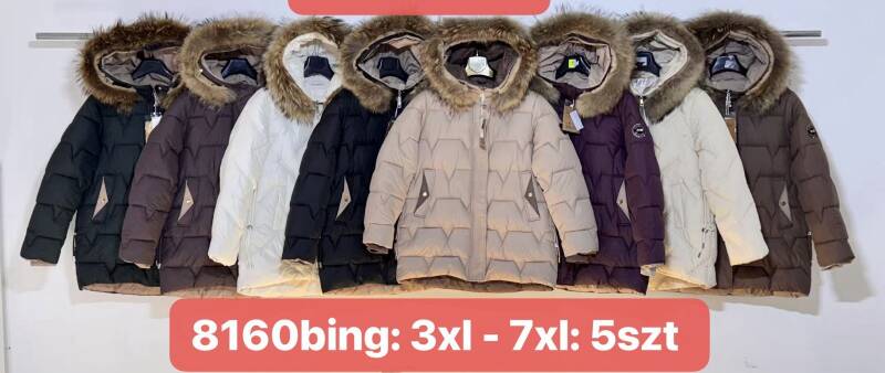 Kurtki damskie zimowe Roz 3XL-7XL, 1 Kolor Paczka 5 szt
