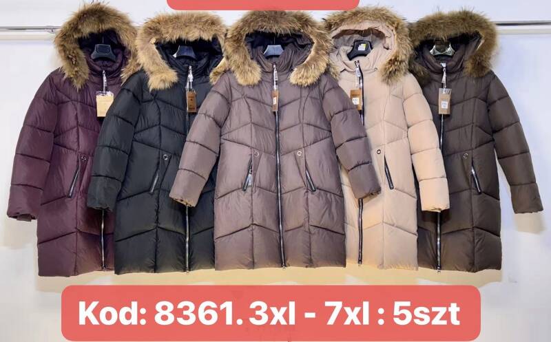 Kurtki damskie zimowe Roz 3XL-7XL, 1 Kolor Paczka 5 szt