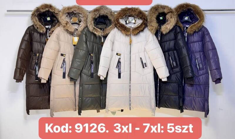 Kurtki damskie zimowe Roz 3XL-7XL, 1 Kolor Paczka 5 szt