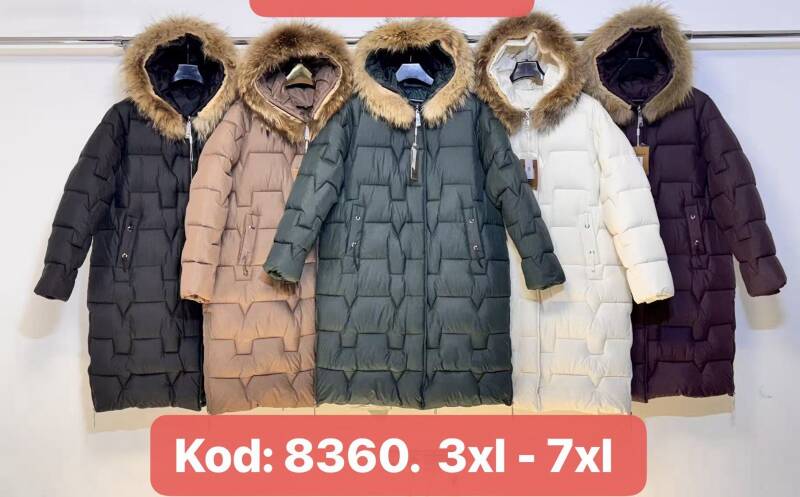 Kurtki damskie zimowe Roz 3XL-7XL, 1 Kolor Paczka 5 szt