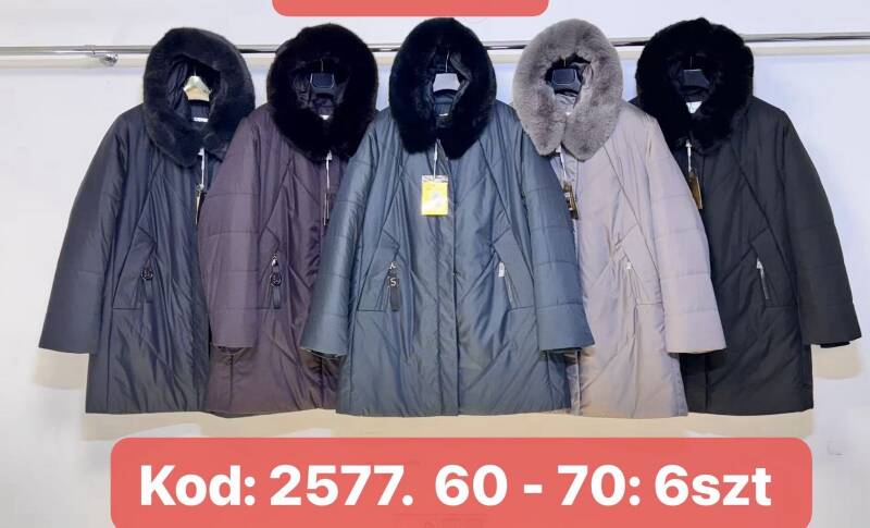 Kurtki damskie zimowe Roz 60-70, 1 Kolor Paczka 6 szt