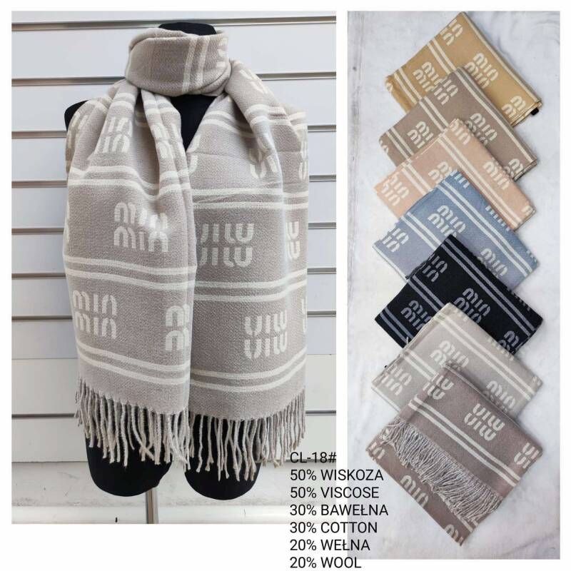Szaliki damskie Roz Standard Mix kolor Paczka 12 szt