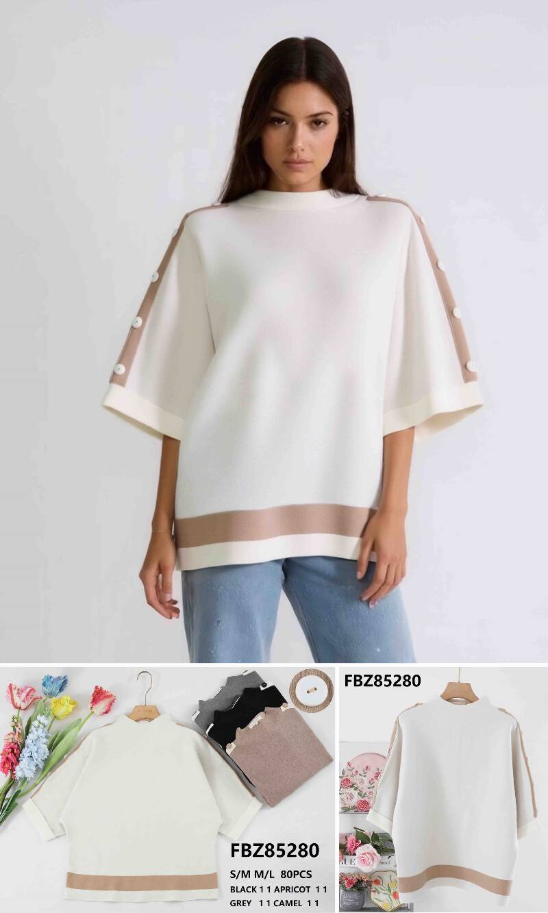 Swetry damskie (Francja produkt) Roz S/M-M/L, Mix Kolor .Paczka 8 szt