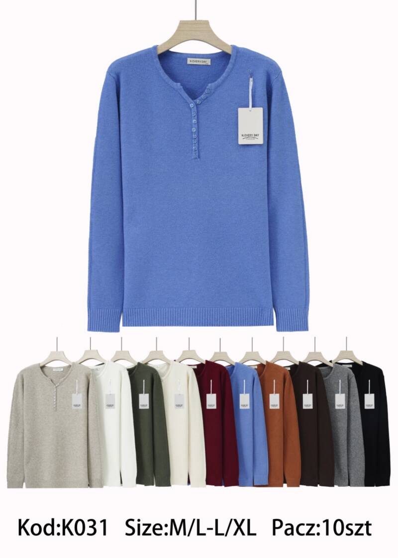 Swetry damskie Roz M/L-L/XL. Mix kolor. Paczka 10 szt