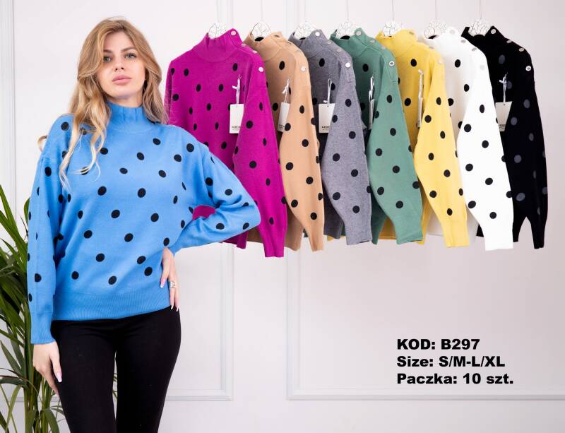 Swetry damskie Roz S/M-L/XL. Mix kolor. Paczka 10 szt