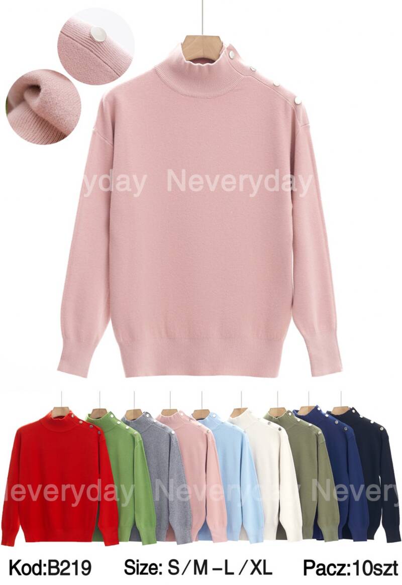 Swetry damskie Roz S/M-L/XL. Mix kolor. Paczka 10 szt