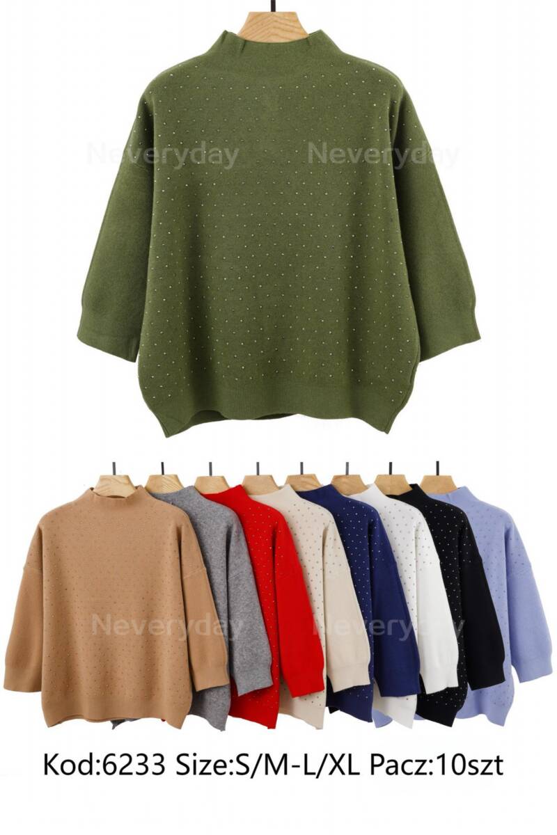 Swetry damskie Roz S/M-L/XL. Mix kolor. Paczka 10 szt
