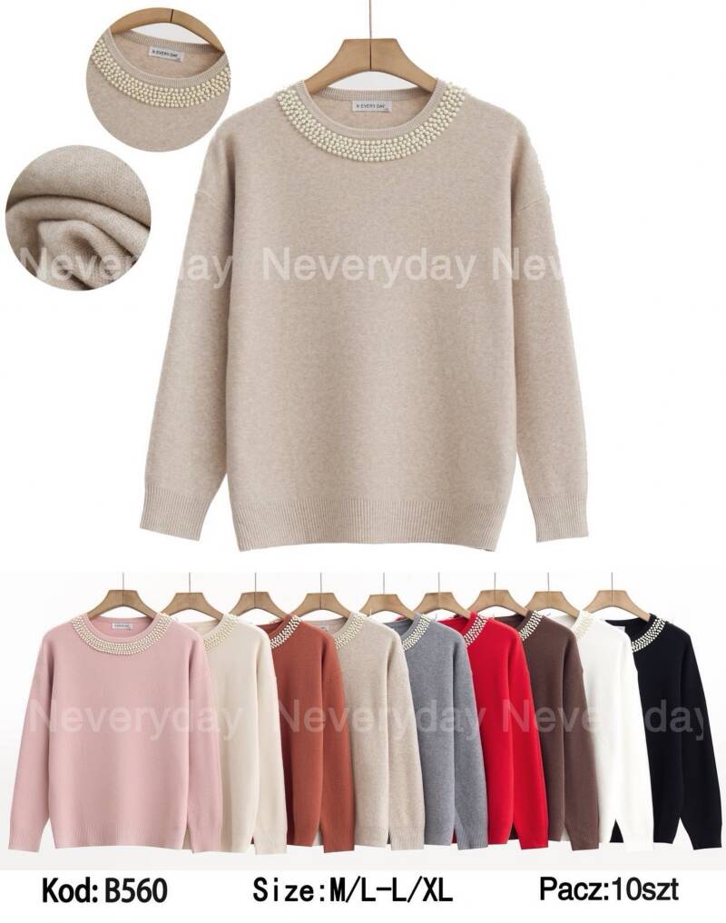 Swetry damskie Roz M/L-L/XL. Mix kolor. Paczka 10 szt