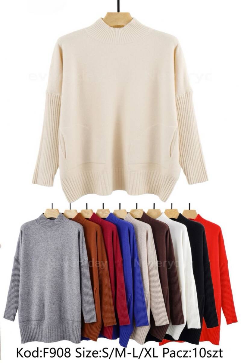 Swetry damskie Roz S/M-L/XL. Mix kolor. Paczka 10 szt