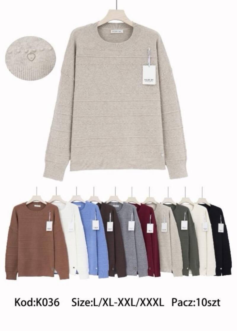Swetry damskie Roz L-3XL. Mix kolor. Paczka 10 szt