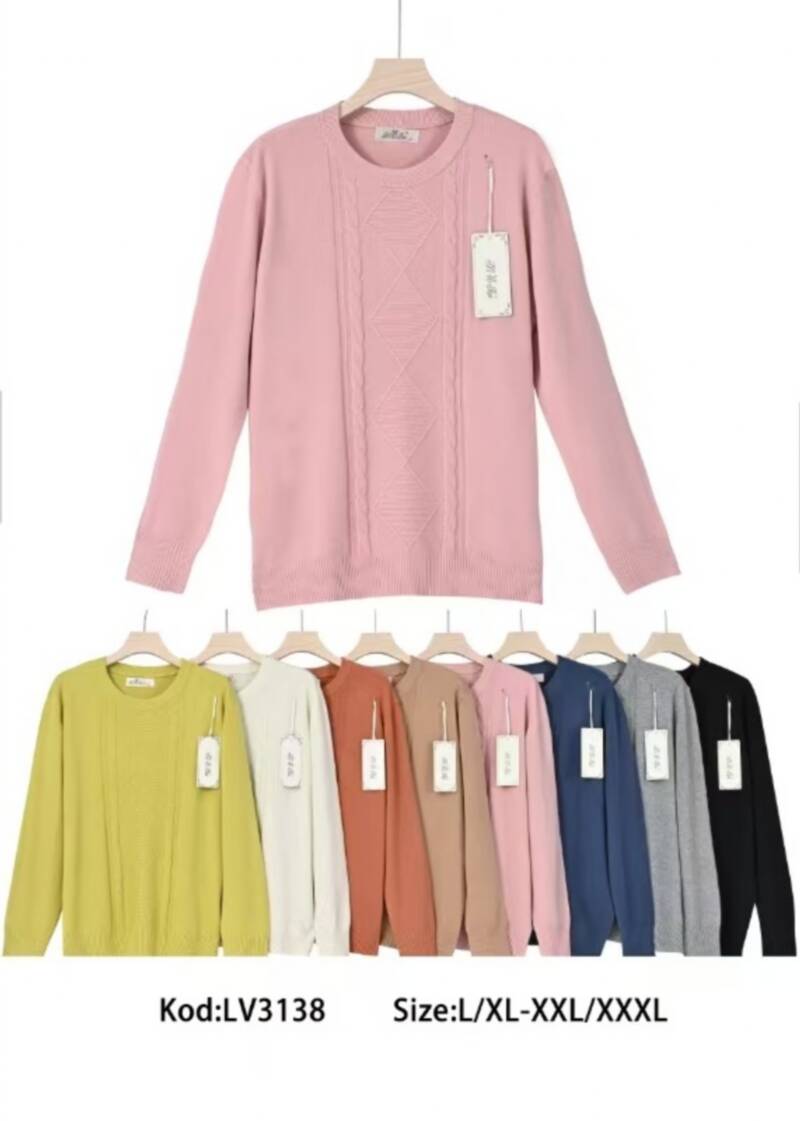 Swetry damskie Roz L-3XL. Mix kolor. Paczka 8 szt