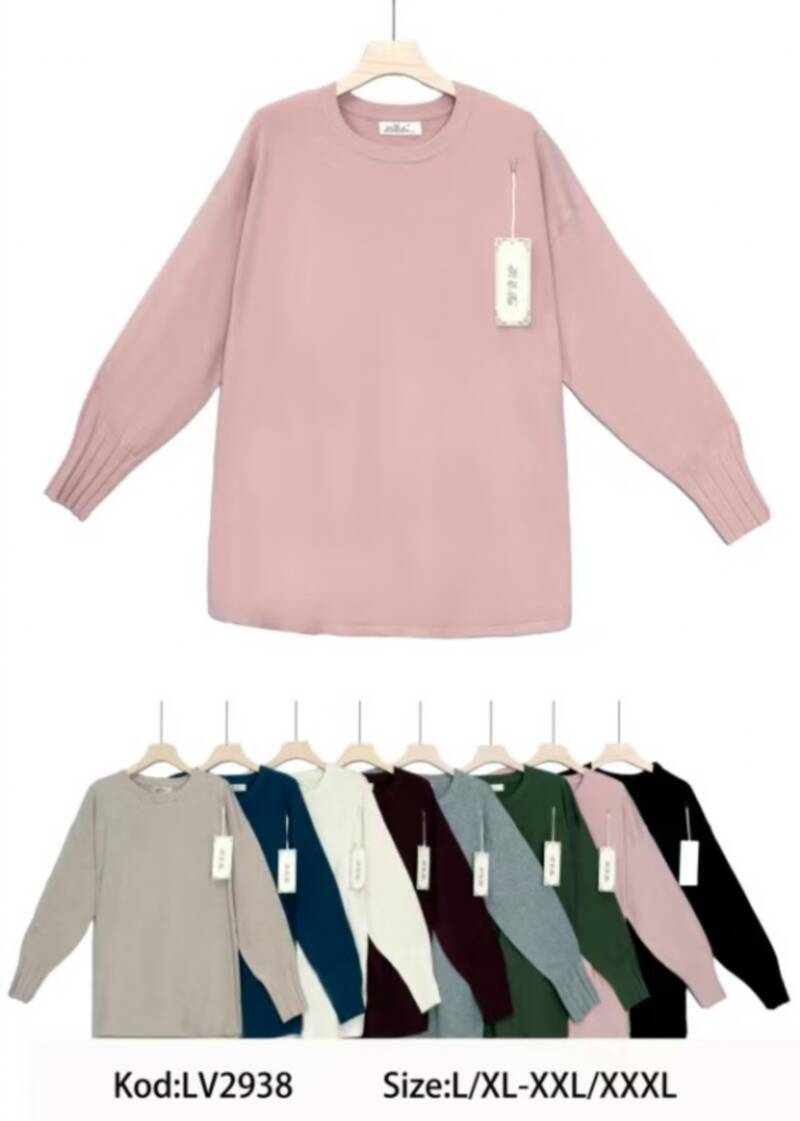 Swetry damskie Roz L-3XL. Mix kolor. Paczka 8 szt