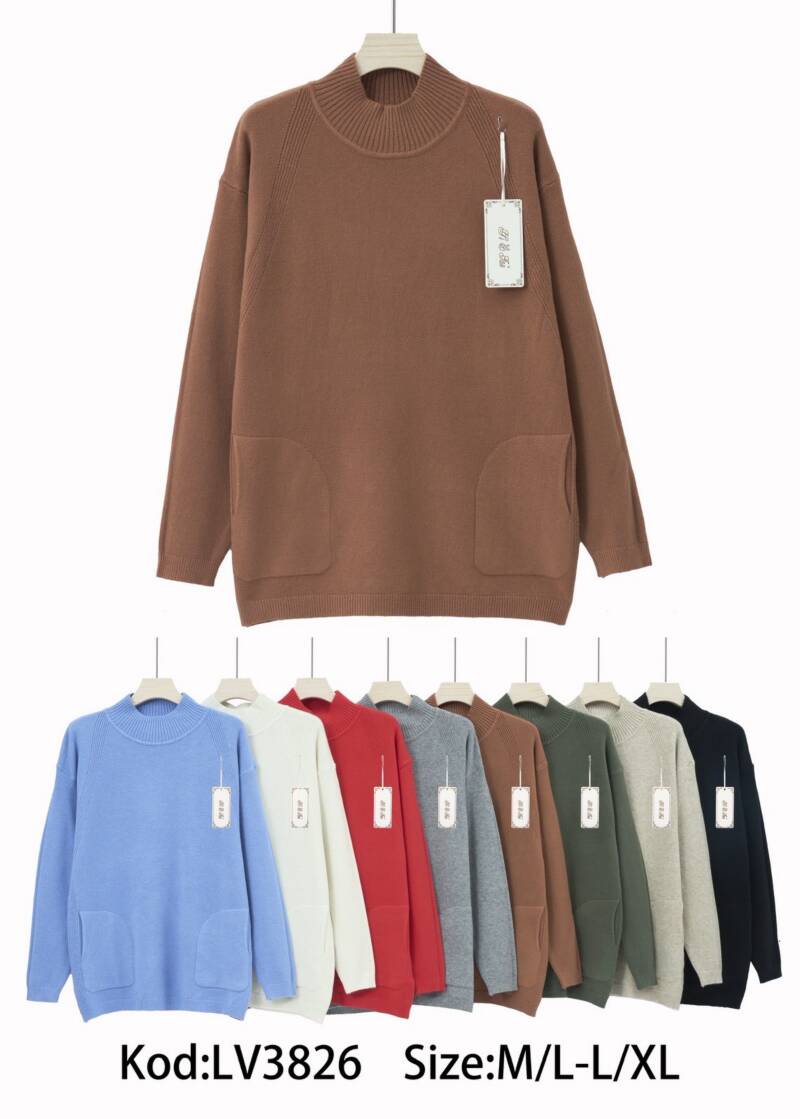 Swetry damskie Roz M/L-L/XL. Mix kolor. Paczka 8 szt