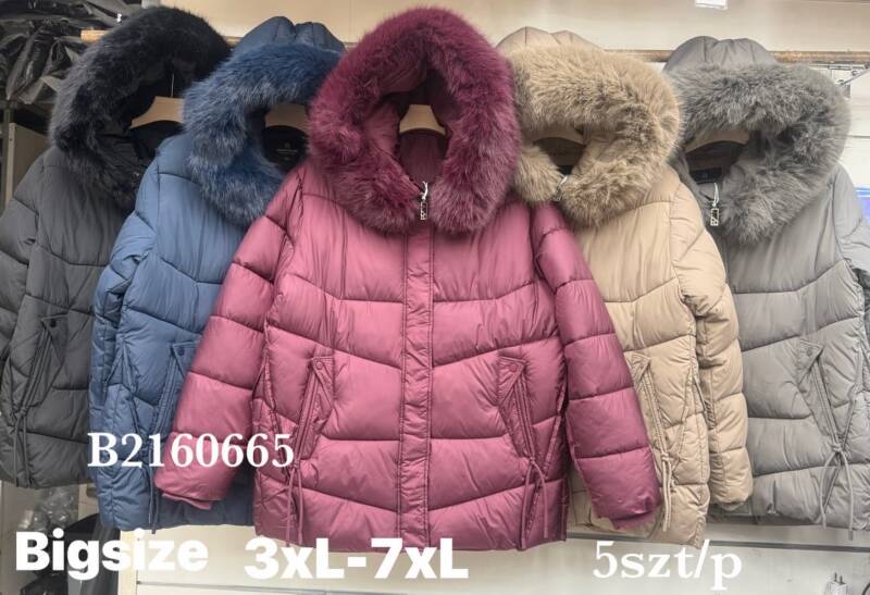 Kurtki damskie zimowe Roz 3XL-7XL, 1 Kolor Paczka 5 szt 