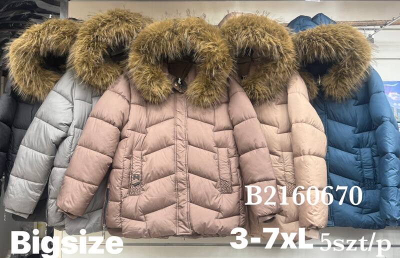 Kurtki damskie zimowe Roz 3XL-7XL, 1 Kolor Paczka 5 szt 