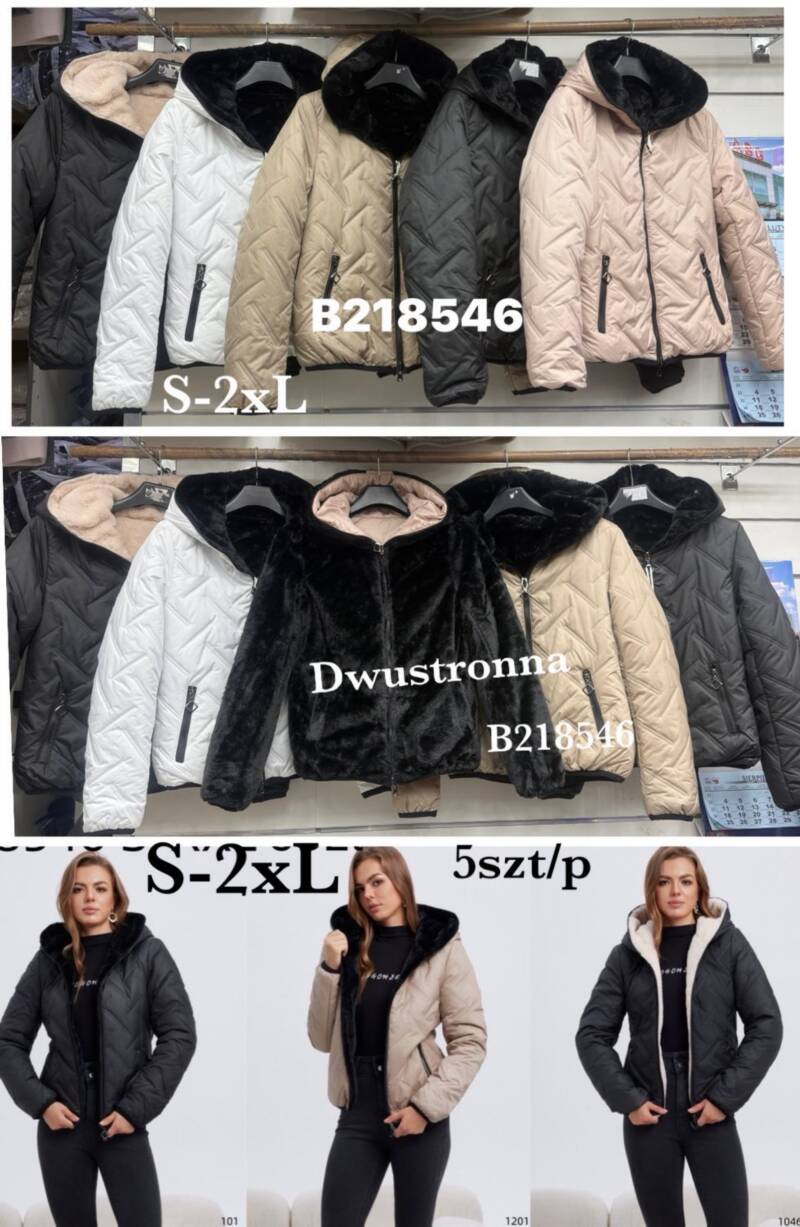 Kurtki damskie zimowe Roz S-2XL, 1 Kolor Paczka 5 szt