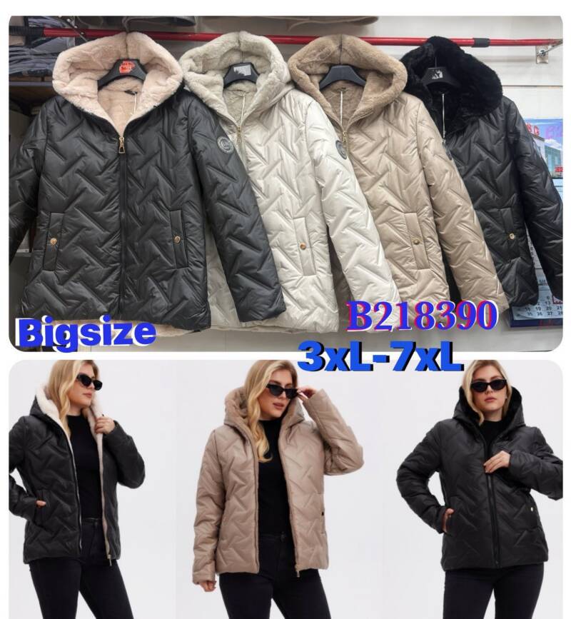 Kurtki damskie zimowe Roz 3XL-7XL, 1 Kolor Paczka 5 szt