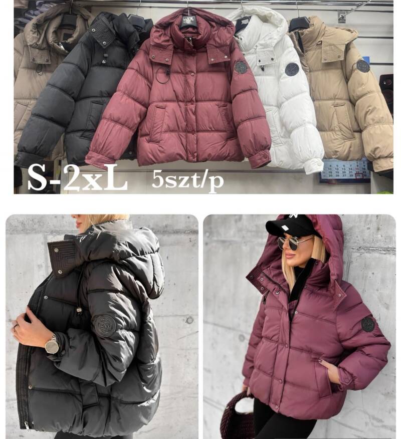 Kurtki damskie zimowe Roz S-2XL, 1 Kolor Paczka 5 szt