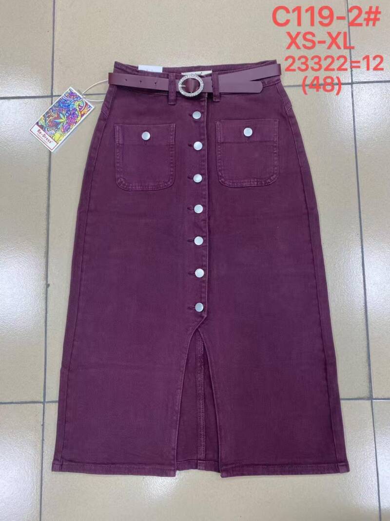 Spódnice damskie jeansy Roz XS-XL, 1 Kolor Paczka 12 szt