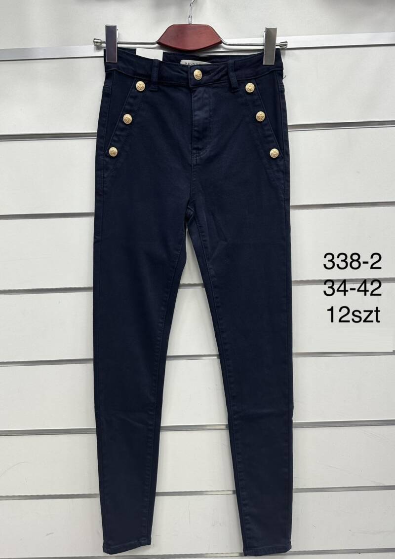 Spodnie damskie jeansy Roz 34-42, 1 Kolor Paczka 12 szt