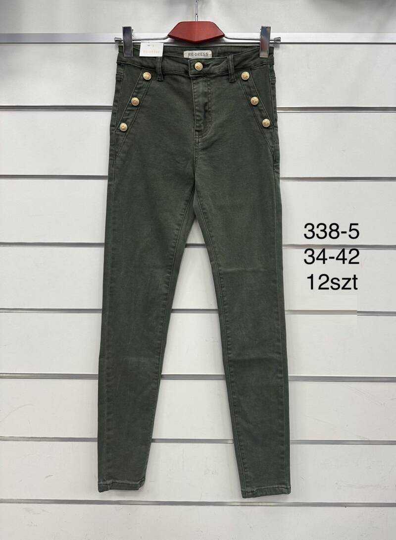 Spodnie damskie jeansy Roz 34-42, 1 Kolor Paczka 12 szt